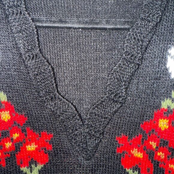 Vintage Nortan McNaughton Petite Floral Grandma Sweater - Black/Multi PM - Picture 4 of 6